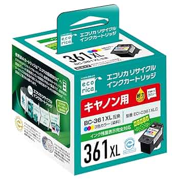 ecorica - エコリカ　リサイクルインクカートリッジ　キャノン用　BC-360XL、361 Amazon.co.jp: 【Amazon.co.jp限定】 エコリカ キヤノン BC-360